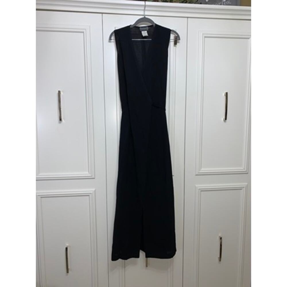 OAK + FORT Women's Black Wool Midi Wrap Dress Size 40 Formal